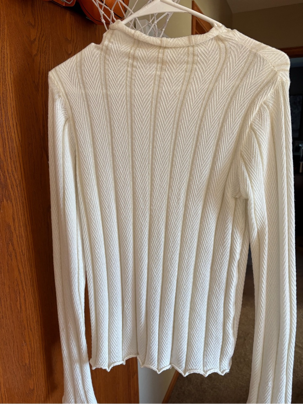 Mystree Cream Ribbed Crew Neck Sweater